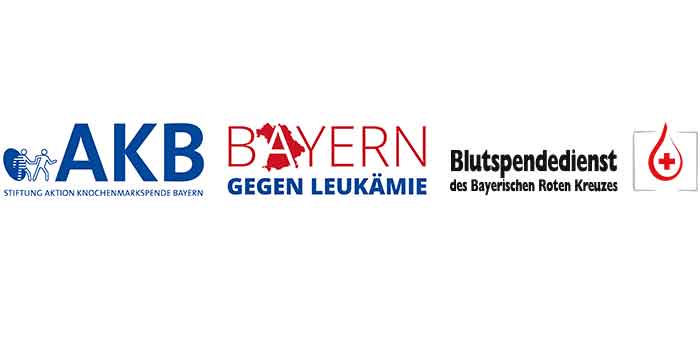 Das Bild zeigt die Logos des AKB, Bayern gegen Leukämie und des BSD