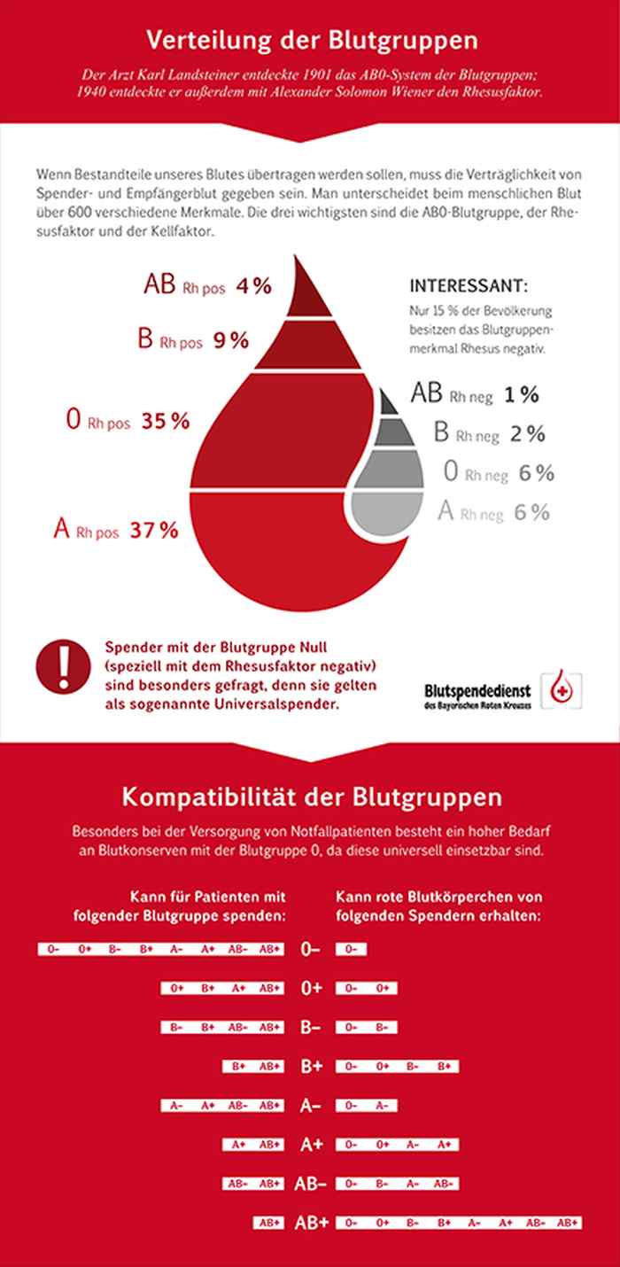 Das Bild stellt eine Grafik der Verteilung der Blutgruppen dar.